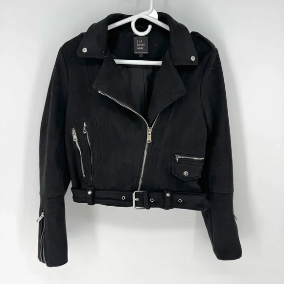 Zara faux suade Black whimsicalGoth grunge streetware punk rock Moto Jacket - Picture 2 of 7